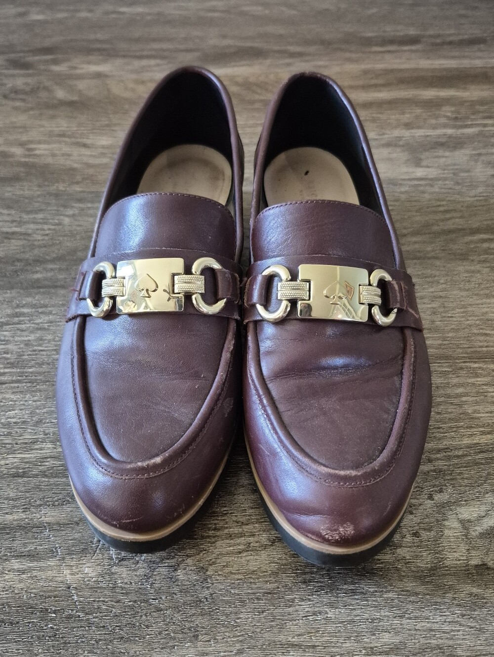 Kate Spade New York Kolby Leather Bit Loafers Burgundy Plum Size 10M - Picture 3 of 10